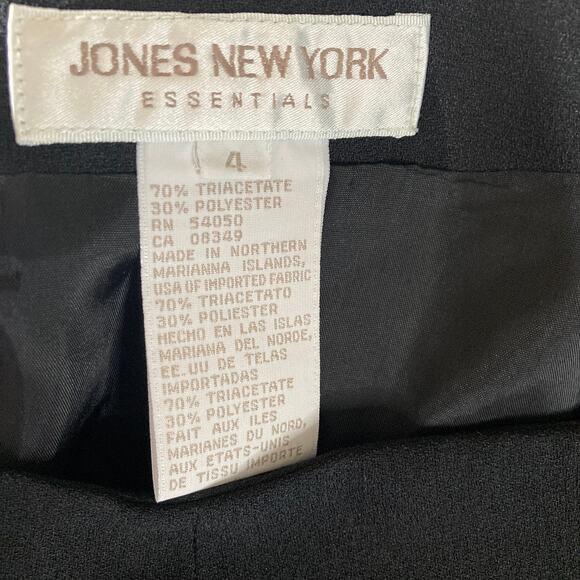 Jones NY Pencil Skirt Womens 4 Black Side Slit Front Career Workwear Casual New - Picture 4 of 13